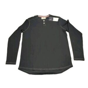 The Normal Brand Shirt Men Medium Black Puremeso Raglan Henley Long Sleeves NWT